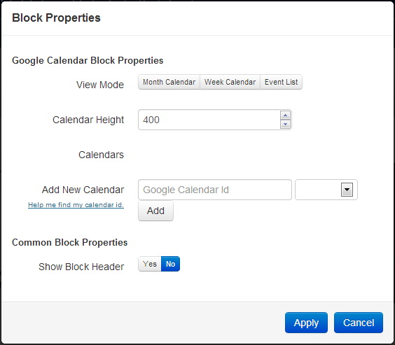 ISD Sites Editor Google Calendar Block